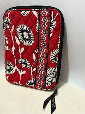 Vera Bradley Red Quilted Floral Tablet Case with Black Trim